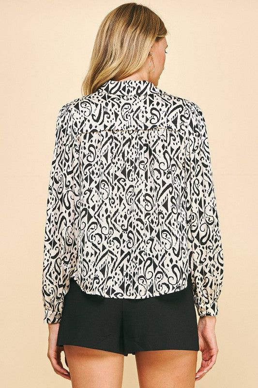 Zara Print Blouse, Ivory