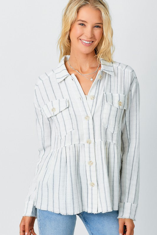 Rainy Day Peplum Top, Vintage White