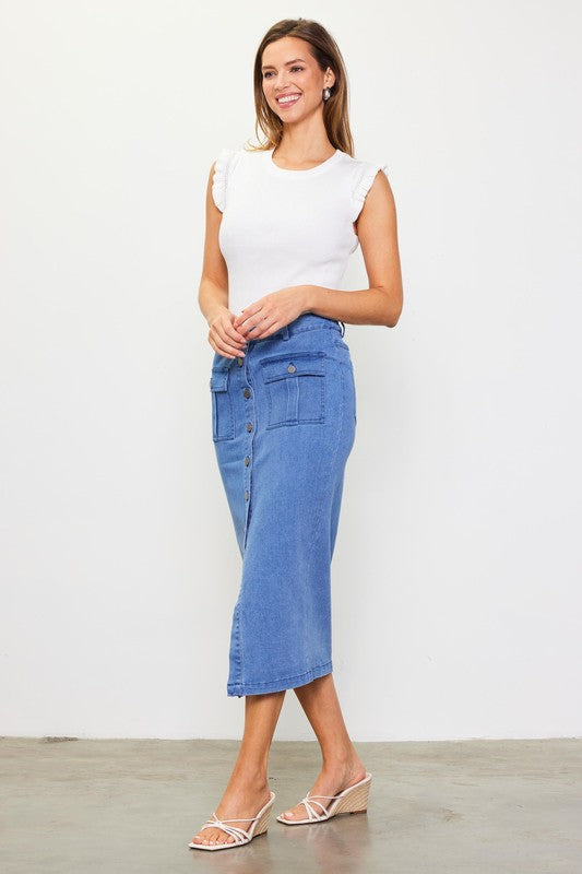 Denim for Days Midi Skirt, Blue