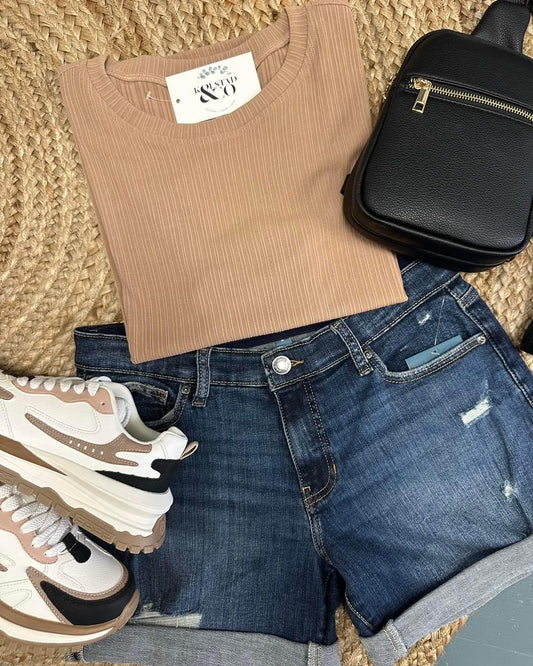 Ally Ribbed Short Sleeve Tee