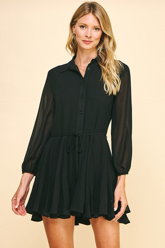 Dacotah Button Down Mini Dress, Black