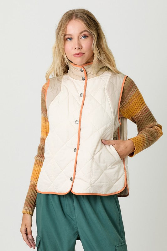 Riley Color Block Vest, Ivory