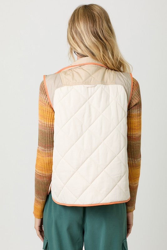 Brody Color Block Vest, Ivory