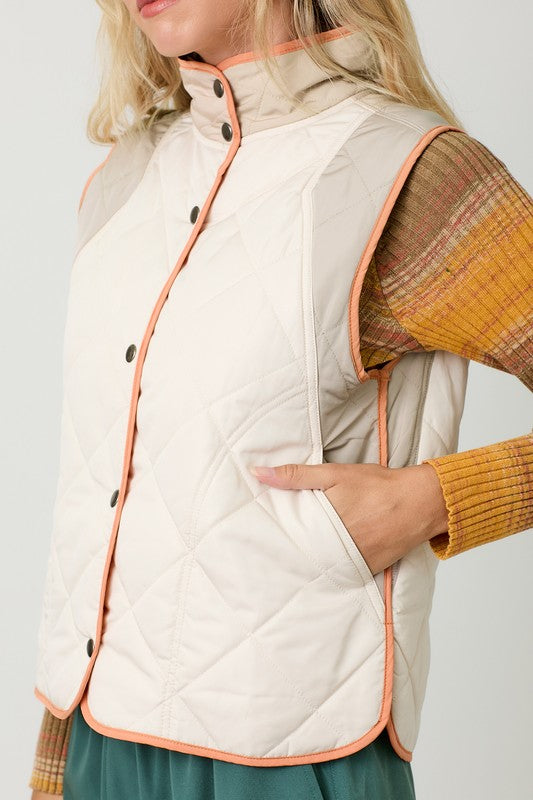 Brody Color Block Vest, Ivory