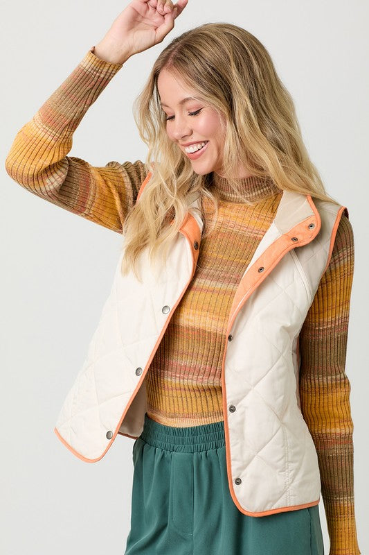 Brody Color Block Vest, Ivory