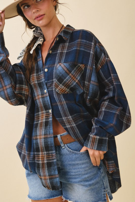 Kambrie Plaid Flannel, Navy