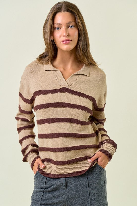 Chestnut Stripe Pullover Sweater