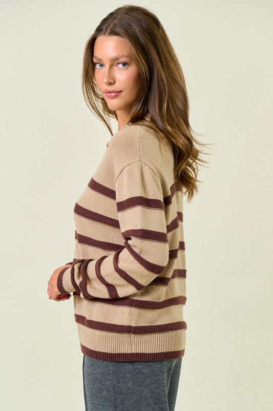 Chestnut Stripe Pullover Sweater