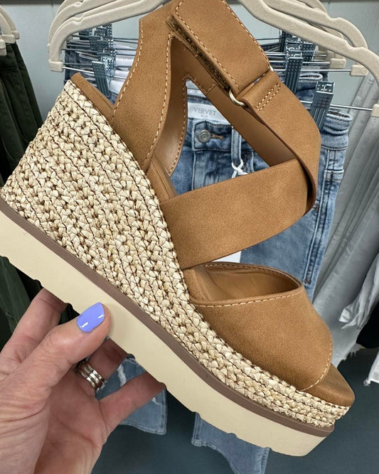 Churro Velcro Cross Strap Wedge