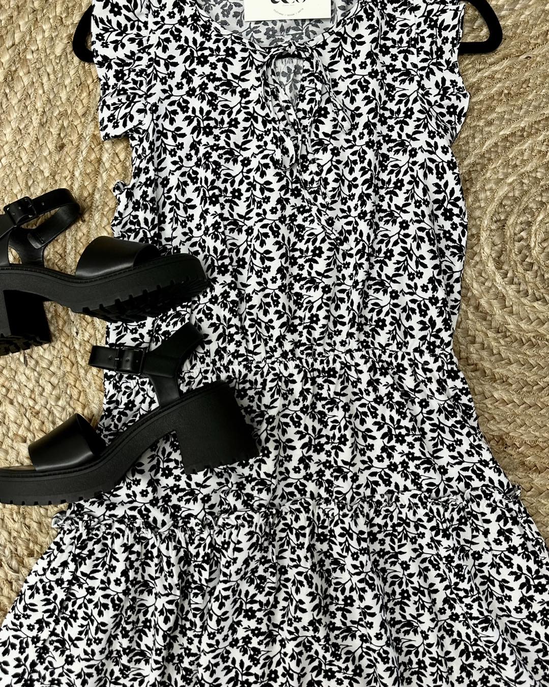 Ciara Print Dress, Black