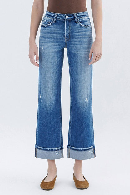 Bianca High Rise Cuff Slim Wide, Dark Stone